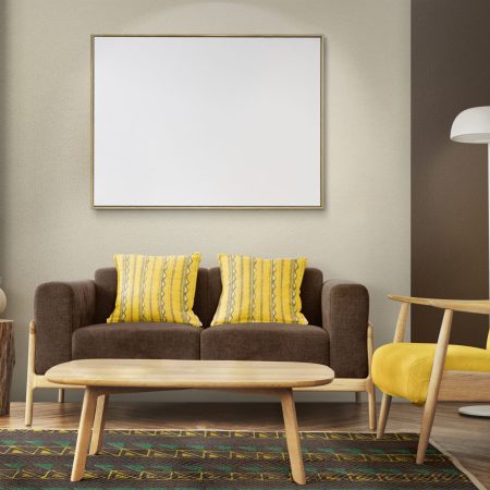 Interior living room design Scandinavian style in warm tone